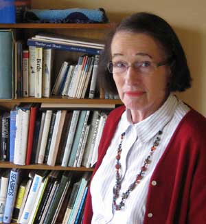 Rosemary Balmford with her birdbooks